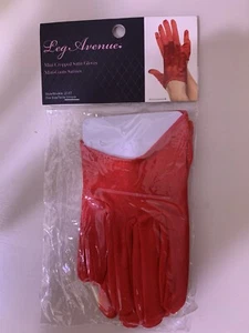 Red Mini Cropped Satin Gloves Fancy Dress Halloween Adult Costume Accessory - Picture 1 of 2