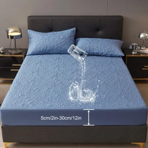 Waterproof Terry Mattress Protector Fitted Sheet Bed Cover Non-Allergenic - Picture 1 of 34