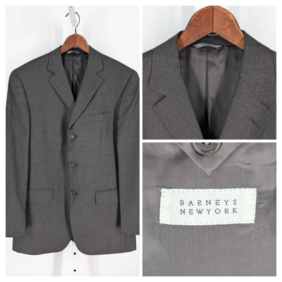 Chaqueta Blazer Barney's New York De Colección Y2K Azul Verde Pata de Gallo Cuadros 40" Italia Foto 1 de 4