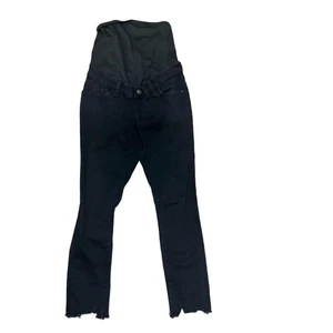 Abercrombie & Fitch Maternity Jeans Womens Size 25 Black Skinny Ankle Raw Hem - Picture 1 of 3