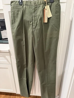 Pantalones Barry Bricken Weekend para hombre verde oliva 34 (sin dobladillo) botones zorro nuevos con etiquetas Foto 1 de 4
