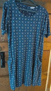 Fat Face Navy khaki white Short Sleeve cotton modal Tunic Dress 16 Pockets  VGC - Picture 1 of 6