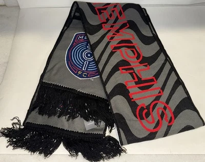 Bufanda Memphis 901 FC con flecos ~ cuello con volantes acrílico 64 X 7 1/2 fútbol ~ gris negro nueva con etiquetas Foto 1 de 4