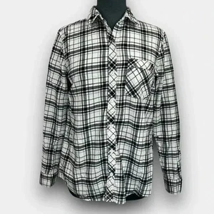 Eddie Bauer Women's Black White Plaid Flannel Shirt Classic Fit Casual Top Small - Bild 1 von 9