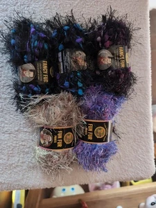 Lion Brand Yarn Fun Fur/Fancy Fur.  Mixed Lot Of 5. Eyelash.  As Pictured  - Picture 1 of 9