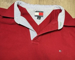 Polo Tommy Hilfiger adulto extra large XL rossa casual preppy bandiera logo uomo - Foto 1 di 8