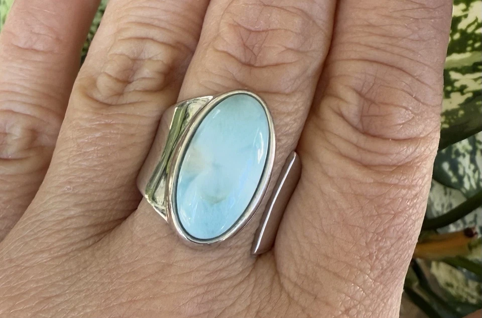 Ross Simon’s Authentic Larimar Sterling Silver Wrap Ring, Size 7 - Image 1 of 4