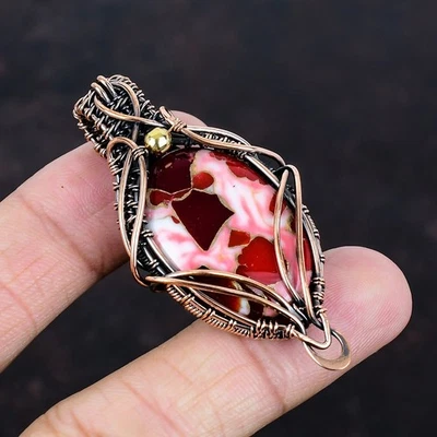 Colgante Kingman Rojo Mohave Cobre Turquesa Alambre de Cobre Envuelto Piedras Preciosas Joyería Foto 1 de 4