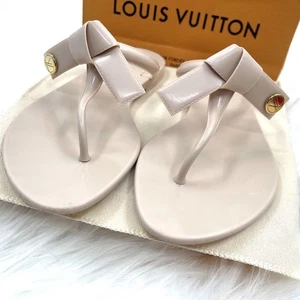 Louis Vuitton Sea Star Flat Thong Sandals LV Logo Size 36 Women Authentic No Box - Picture 1 of 12