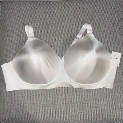 Catherine’s Intimate 48C Women Plus Size Wireless T-shirt Bra White Satin Smooth - Image 1 of 4