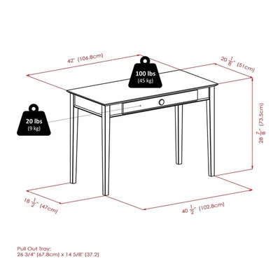 Winsome Studio Transitional Solid Wood Writing Desk in Honey Pine - Image 1 of 4