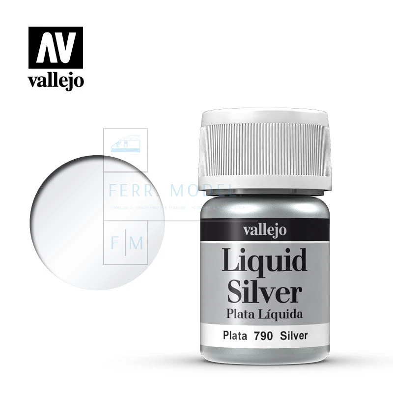 VALLEJO 70.790 - Colore argento liquido metallizzato a base di alcol. 35ml - Immagine 1 di 1