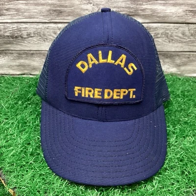 Gorra de camionero vintage del Departamento de Bomberos de Dallas S-M gorras Reynolds azules EE. UU. AÑOS 80 Foto 1 de 4