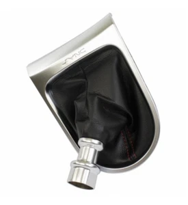 OEM NEW 18-23 Ford Mustang Gear Shifter Leather Boot Red Stitching Silver Trim - Picture 1 of 3
