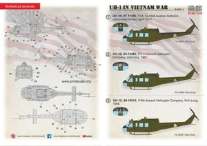 Calcomanías de impresión escala 48-204 UH-1 en helicóptero de guerra de Vietnam parte 1 escala 1/48 - Imagen 1 de 2