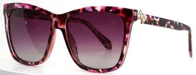 POLAROID PLD4078/S/X YDCJR 粉色玳瑁女式方形太阳镜 56-15-145 B:48 — 第 1/4 张图片