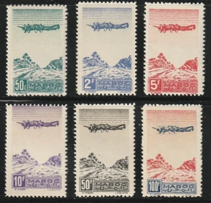 French Morocco #YTPA50-YTPA55 MNH 1944 Plane Over Oasis Palm Grove [C27-C32] - Picture 1 of 1