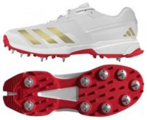 2025 adidas 22YDS Full Spike Cricket Shoes - White/Gold - Free P&P - Picture 1 of 1