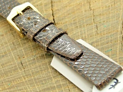 Correa de reloj Hirsch 14 mm marrón lagarto con hebilla tono dorado de colección sin usar NOS corta Foto 1 de 4