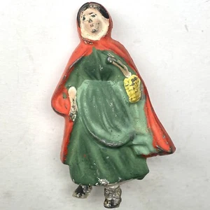 Heyde Little Red Riding Hood Irish Woman Girl Figure Antique Metal Figurine - Picture 1 of 8