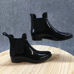 Nautica Boots Womens 9 Waterproof Pull On Chelsea Rain Bootie Black Rubber - Picture 1 of 17
