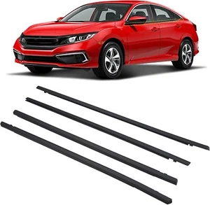 4PC Car Window Moulding Trim Weatherstrip Seal Belt For Honda Civic 2016-2021 - Picture 1 of 6