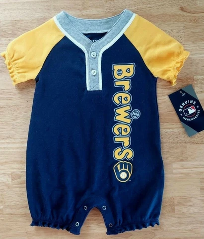Milwaukee Brewers Infant Bodysuit Size 0-3 Months Jersey Style One Piece MLB New Cover
