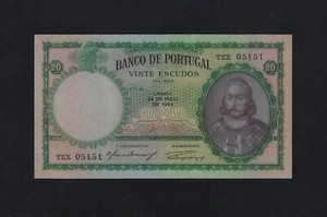 PORTUGAL Portugiesisch 20 Escudos 1954 P-153 UNC SCHÖNE NUMMER - Bild 1 von 2