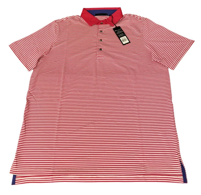 Greyson Golf Men's Choctaw Striped Polo Shirt - Pink - Size Large