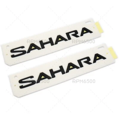 18-22 JEEP WRANGLER JL (2) Matte Black SAHARA EMBLEM NAMEPLATE BADGE OEM NEW Foto 1 de 4