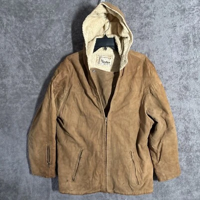 Irvin Foster Jacket Men’s Suede Leather Brown Sherpa Lined Hooded Vintage USA - Image 1 of 4