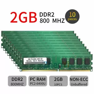 20GB 10x 2GB DDR2 PC2-6400U 800MHz DIMM Computer RAM Green Desktop DIMM Memory - Picture 1 of 7