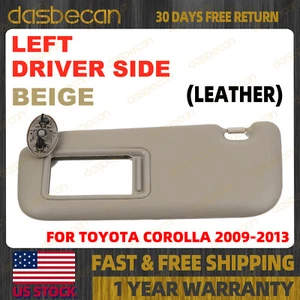 Left Driver Side Beige Leather Sun Visor w/ Mirror For Toyota Corolla 2009-2013 - Picture 1 of 8