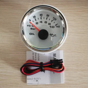 52mm White Oil Pressure Gauge 10-184ohms 9-32VDC for Car Marine UTV 7 Colors LED - Bild 1 von 7