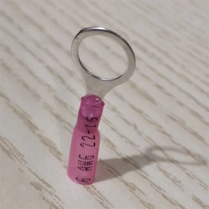 Red Heat Shrink Marine Grade 3/8" Ring Crimp Connectors Terminals, AWG 22-16 - Picture 1 of 8