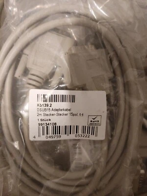 D SUB 15 Adapterkabel 2m Stecker-Stecker 15 Pol 1-1 - Bild 1 von 2