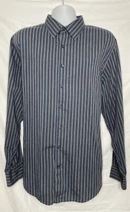 Old Navy Button Down Shirt Men’s XL Classic Gray Blue Striped Long Sleeve Cotton - Picture 1 of 6