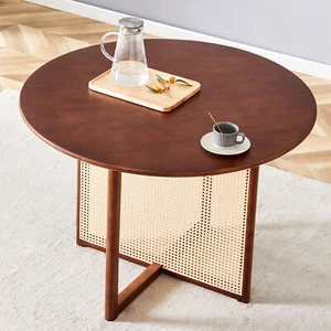 Modern 42 In Round Dining Table Wood Kitchen Dinette Table Home Walnut Color - Picture 1 of 9