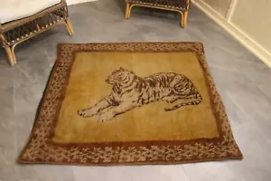 Antigua manta trineo carro tigre Rippowam pelo de caballo 54" x 47" - Imagen 1 de 10