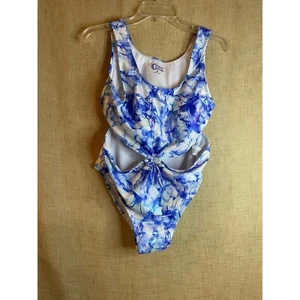 Sugar & Jade Girls' One Piece Swimsuit Cutout Blue Floral XXL 20/22 - Picture 1 of 9