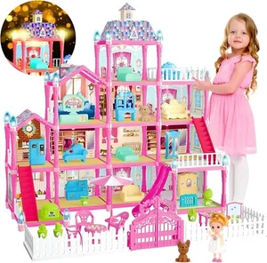 Barbie Dreamhouse Playhouse 4-Story 11 Rooms Doll House with 4 Dolls Toy Figures - Picture 1 of 6