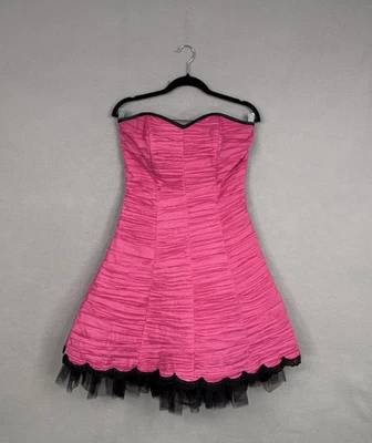 Vestido Jessica McClintock Gunne Sax para mujer 7 rosa negro sin tirantes fiesta graduación Foto 1 de 4