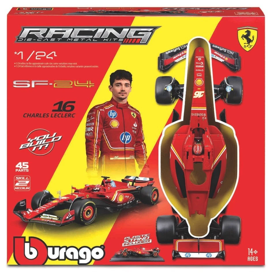 Burago FERRARI SF-24 N.16 CHARLES LECLERC F1 2024 WITH HELMET KIT 1:24 - Imagen 1 de 1