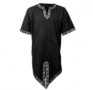 Black Medieval Half-Sleeves Cotton Tunic - Authentic Historical for SCA LARP - Picture 1 of 4