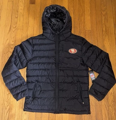 JAQUETA CASACO BUFANTE PRETA UNISSEX NOVA COM ETIQUETAS NFL SAN FRANCISCO 49ERS US$ 105 - Imagem 1 de 4