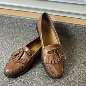 Cole Haan Men 9.5M Brown Leather Classic Comfort Dress SlipOn Tassel Fringe Shoe - Picture 1 of 10