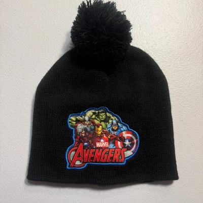 Marvel Avengers Pom Beanie – Black Knit Winter Hat, Boys/Girls/Adults, Cozy Warm - Image 1 of 4
