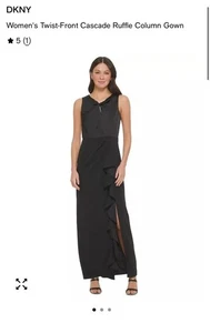 Neu mit Etikett DKNY Damen Twist-Front Kaskade Rüschen Säulenkleid formelle Veranstaltung klassisch Gr. 6 - Bild 1 von 21