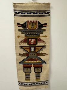 Vintage Webteppich Wandbehang Teppich Ecuador Tribal Vintage groß Textilkunst - Bild 1 von 19