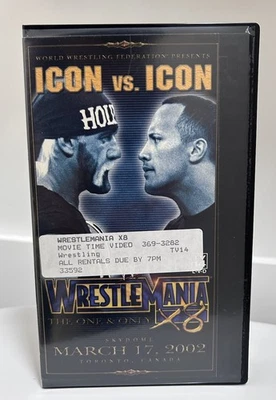 WWF Wrestlemania X8 18 2002 WWE Wrestling VHS Tape Rock Hulk Hogan HTF OOP Rare - Image 1 of 4